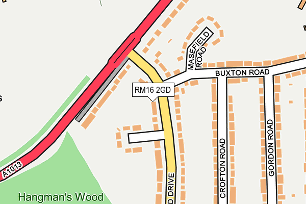 RM16 2GD map - OS OpenMap – Local (Ordnance Survey)