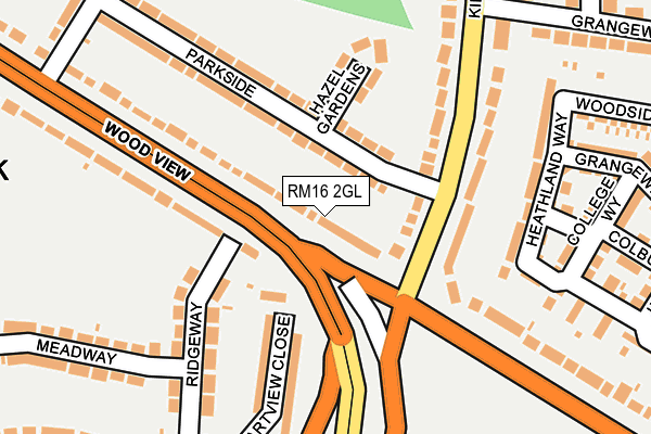 RM16 2GL map - OS OpenMap – Local (Ordnance Survey)