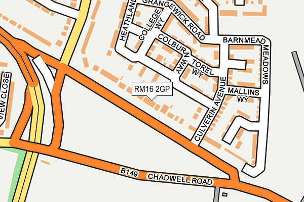 RM16 2GP map - OS OpenMap – Local (Ordnance Survey)