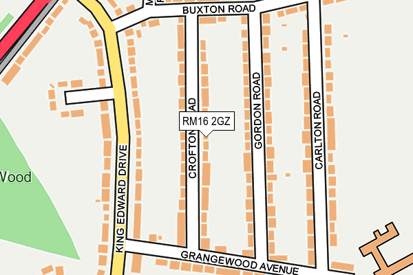 RM16 2GZ map - OS OpenMap – Local (Ordnance Survey)