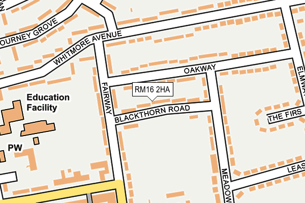 RM16 2HA map - OS OpenMap – Local (Ordnance Survey)