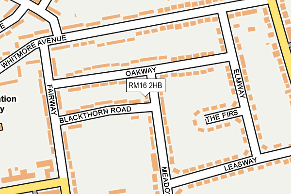 RM16 2HB map - OS OpenMap – Local (Ordnance Survey)