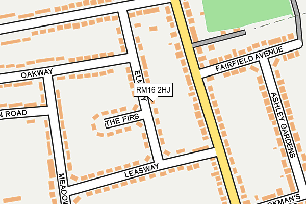 RM16 2HJ map - OS OpenMap – Local (Ordnance Survey)