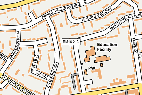 RM16 2JA map - OS OpenMap – Local (Ordnance Survey)