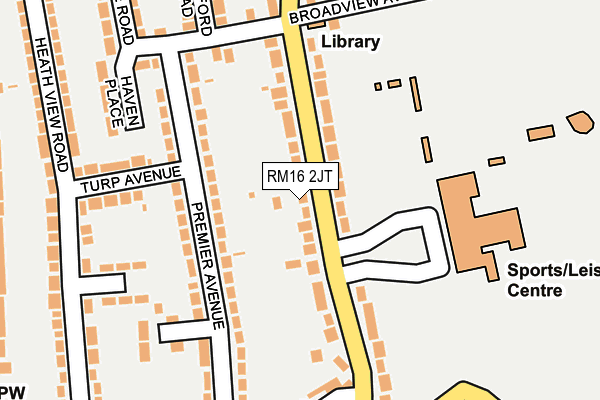 RM16 2JT map - OS OpenMap – Local (Ordnance Survey)