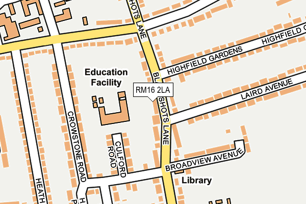 RM16 2LA map - OS OpenMap – Local (Ordnance Survey)