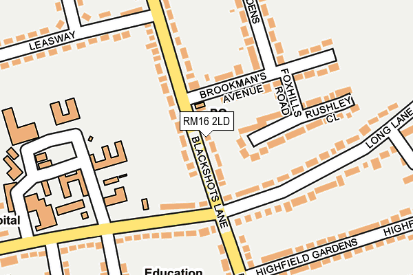 RM16 2LD map - OS OpenMap – Local (Ordnance Survey)