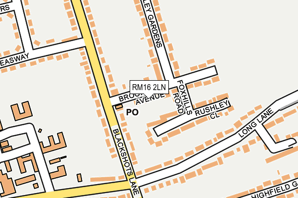 RM16 2LN map - OS OpenMap – Local (Ordnance Survey)