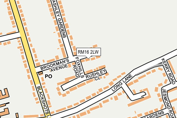 RM16 2LW map - OS OpenMap – Local (Ordnance Survey)