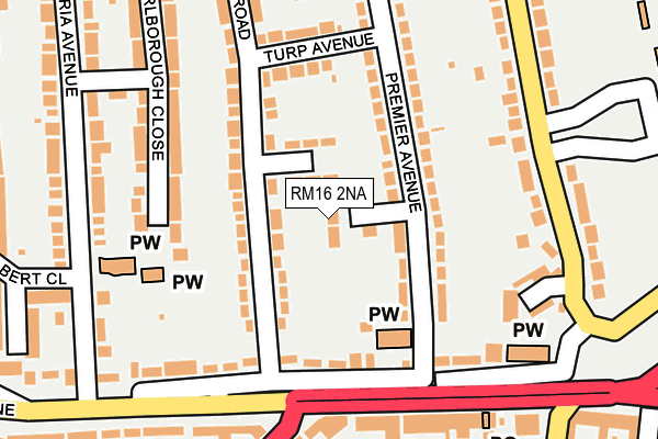 RM16 2NA map - OS OpenMap – Local (Ordnance Survey)