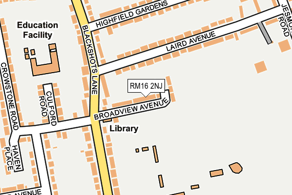 RM16 2NJ map - OS OpenMap – Local (Ordnance Survey)