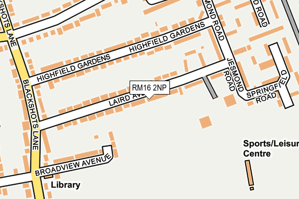 RM16 2NP map - OS OpenMap – Local (Ordnance Survey)