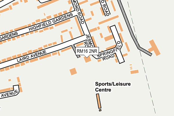 RM16 2NR map - OS OpenMap – Local (Ordnance Survey)