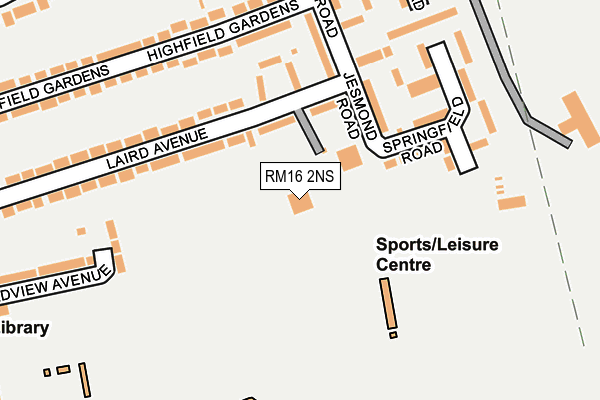 RM16 2NS map - OS OpenMap – Local (Ordnance Survey)