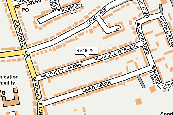 RM16 2NT map - OS OpenMap – Local (Ordnance Survey)