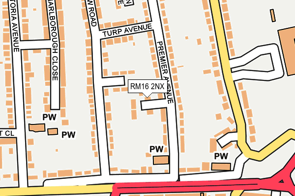 RM16 2NX map - OS OpenMap – Local (Ordnance Survey)