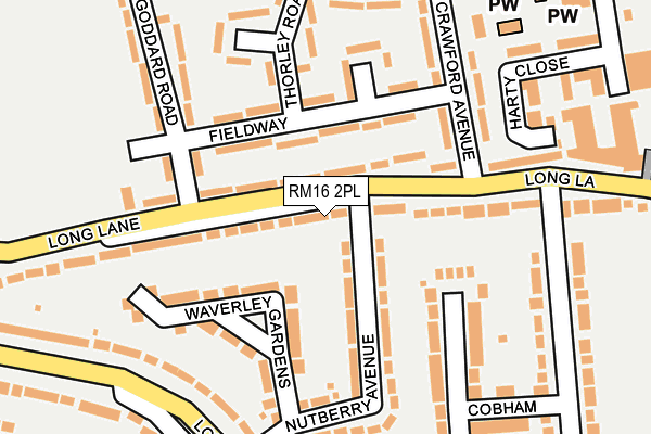 RM16 2PL map - OS OpenMap – Local (Ordnance Survey)