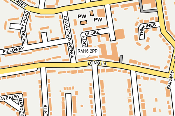 RM16 2PP map - OS OpenMap – Local (Ordnance Survey)