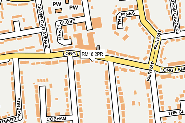 RM16 2PR map - OS OpenMap – Local (Ordnance Survey)