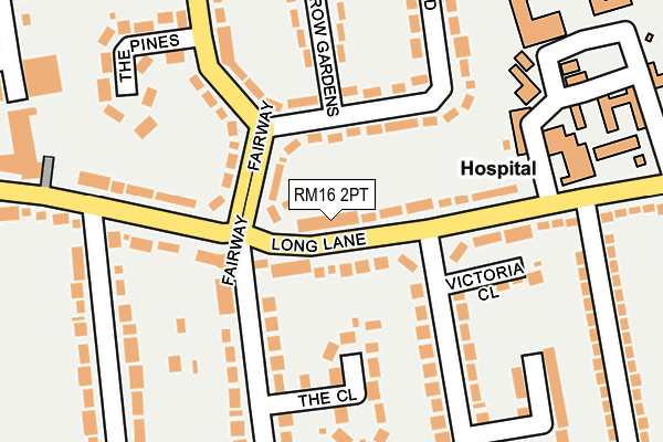 RM16 2PT map - OS OpenMap – Local (Ordnance Survey)