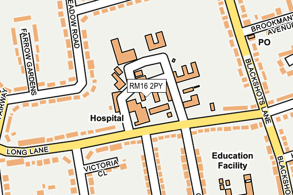 RM16 2PY map - OS OpenMap – Local (Ordnance Survey)