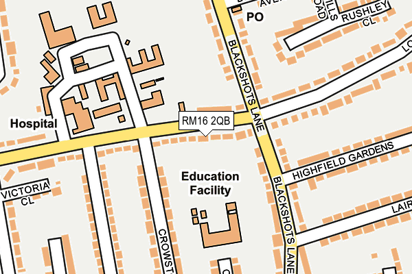 RM16 2QB map - OS OpenMap – Local (Ordnance Survey)