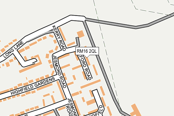 RM16 2QL map - OS OpenMap – Local (Ordnance Survey)