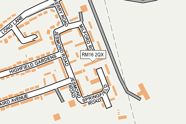 RM16 2QX map - OS OpenMap – Local (Ordnance Survey)