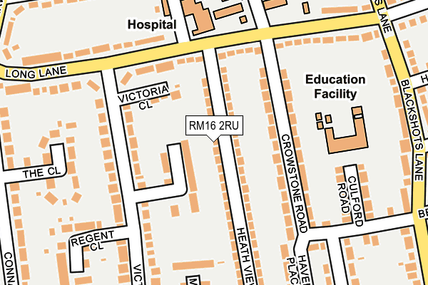 RM16 2RU map - OS OpenMap – Local (Ordnance Survey)