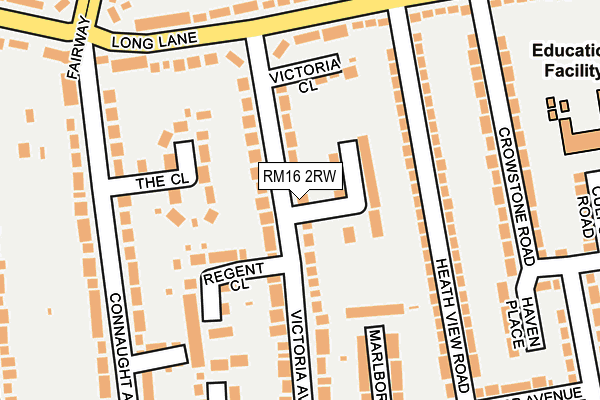 RM16 2RW map - OS OpenMap – Local (Ordnance Survey)