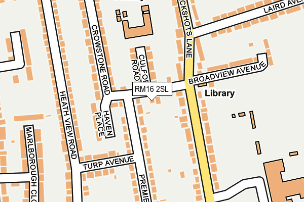 RM16 2SL map - OS OpenMap – Local (Ordnance Survey)