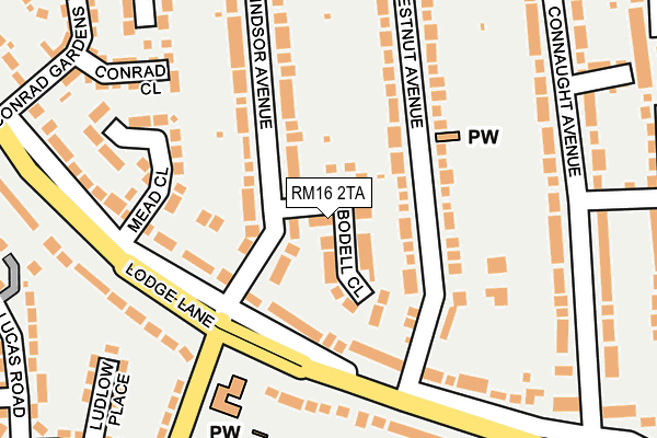 RM16 2TA map - OS OpenMap – Local (Ordnance Survey)