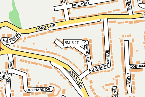 RM16 2TJ map - OS OpenMap – Local (Ordnance Survey)