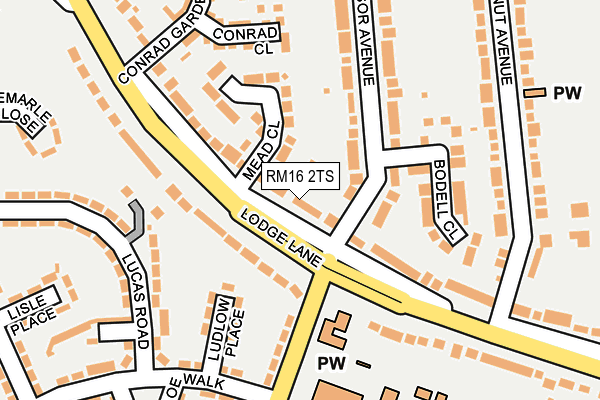 RM16 2TS map - OS OpenMap – Local (Ordnance Survey)