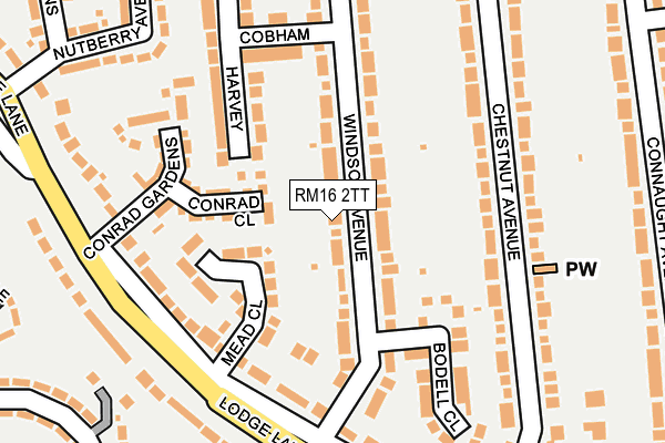 RM16 2TT map - OS OpenMap – Local (Ordnance Survey)