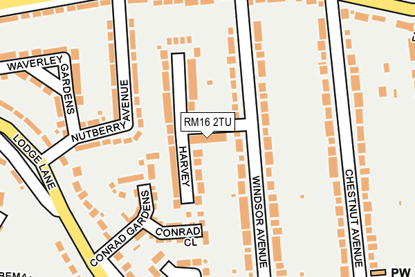 RM16 2TU map - OS OpenMap – Local (Ordnance Survey)