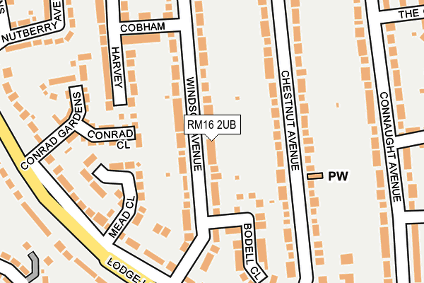 RM16 2UB map - OS OpenMap – Local (Ordnance Survey)