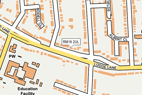 RM16 2UL map - OS OpenMap – Local (Ordnance Survey)