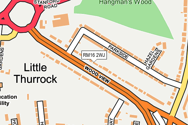 RM16 2WJ map - OS OpenMap – Local (Ordnance Survey)