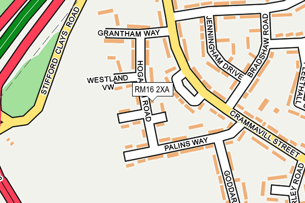 RM16 2XA map - OS OpenMap – Local (Ordnance Survey)