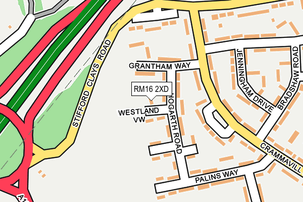 RM16 2XD map - OS OpenMap – Local (Ordnance Survey)