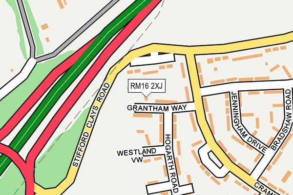 RM16 2XJ map - OS OpenMap – Local (Ordnance Survey)