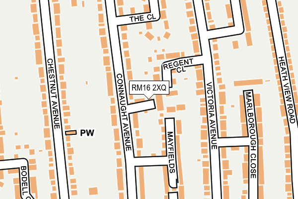 RM16 2XQ map - OS OpenMap – Local (Ordnance Survey)