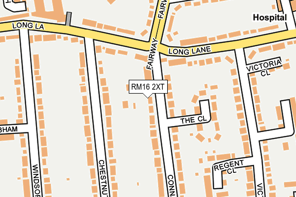 RM16 2XT map - OS OpenMap – Local (Ordnance Survey)