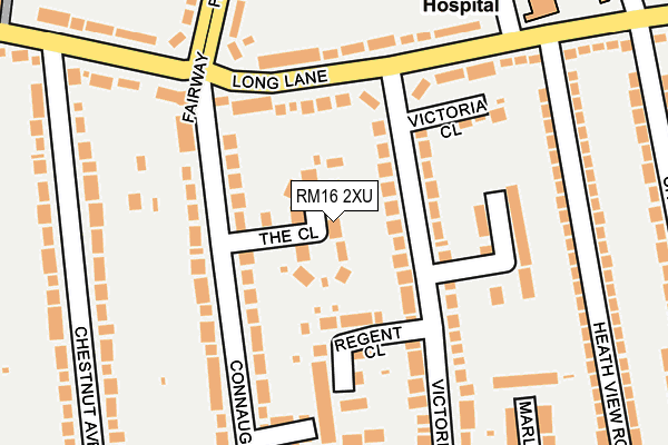 RM16 2XU map - OS OpenMap – Local (Ordnance Survey)