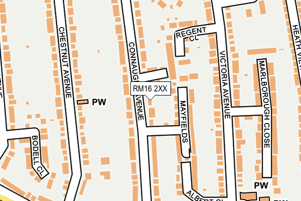 RM16 2XX map - OS OpenMap – Local (Ordnance Survey)