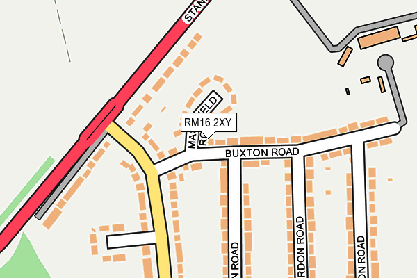 RM16 2XY map - OS OpenMap – Local (Ordnance Survey)