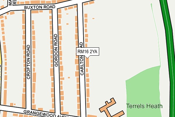 RM16 2YA map - OS OpenMap – Local (Ordnance Survey)