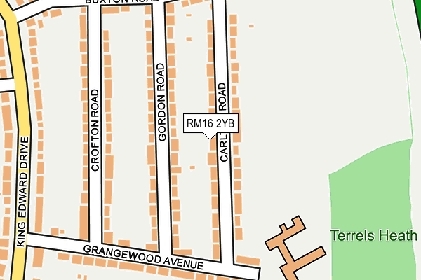 RM16 2YB map - OS OpenMap – Local (Ordnance Survey)