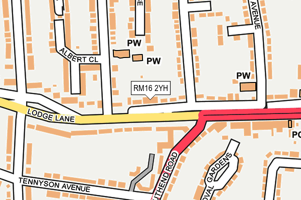 RM16 2YH map - OS OpenMap – Local (Ordnance Survey)